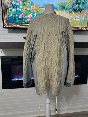 Cable Knit Pullover Sweater in Olive Green